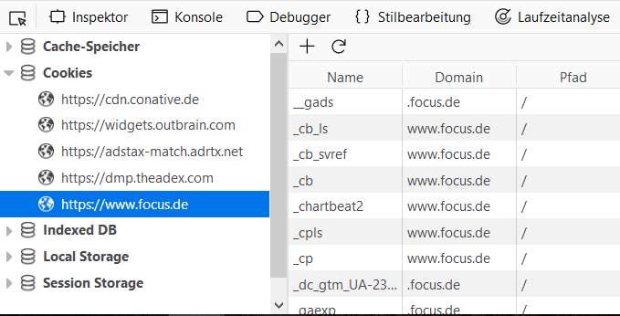 DSGVO Website Entwicklerkonsole Cookies