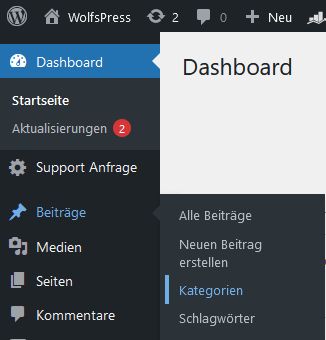 WordPress Kategorien Bearbeiten Menu